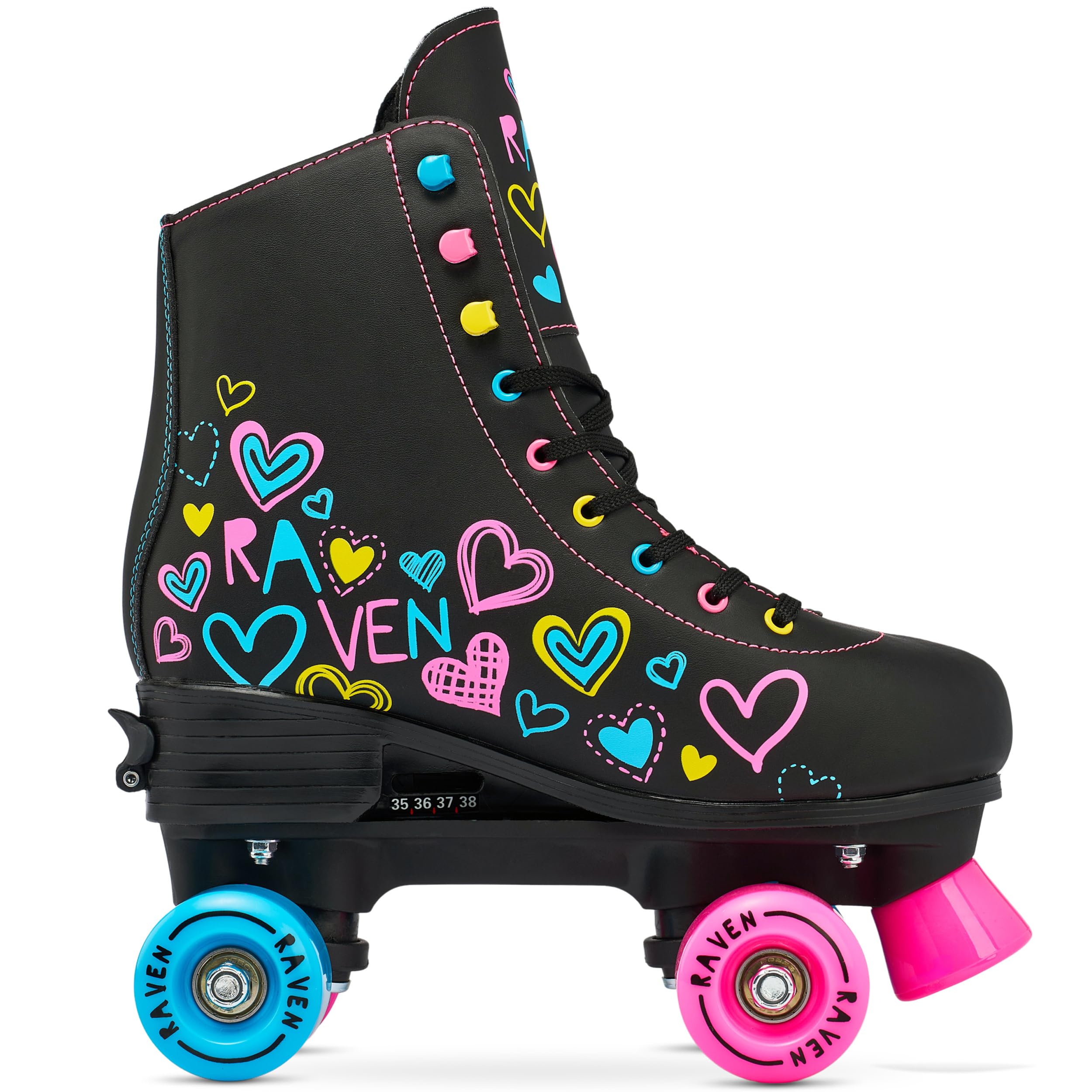 Raven – Pattini a rotelle per bambini, ragazze, adulti, bambini – Pattini a rot elle – In linea – Freno in PVC resistente – Ruote in gomma