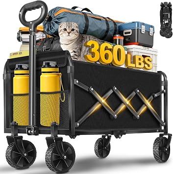 Foldable Collapsible Wagons Carts with Wheels Folding Utility Wagon Cart