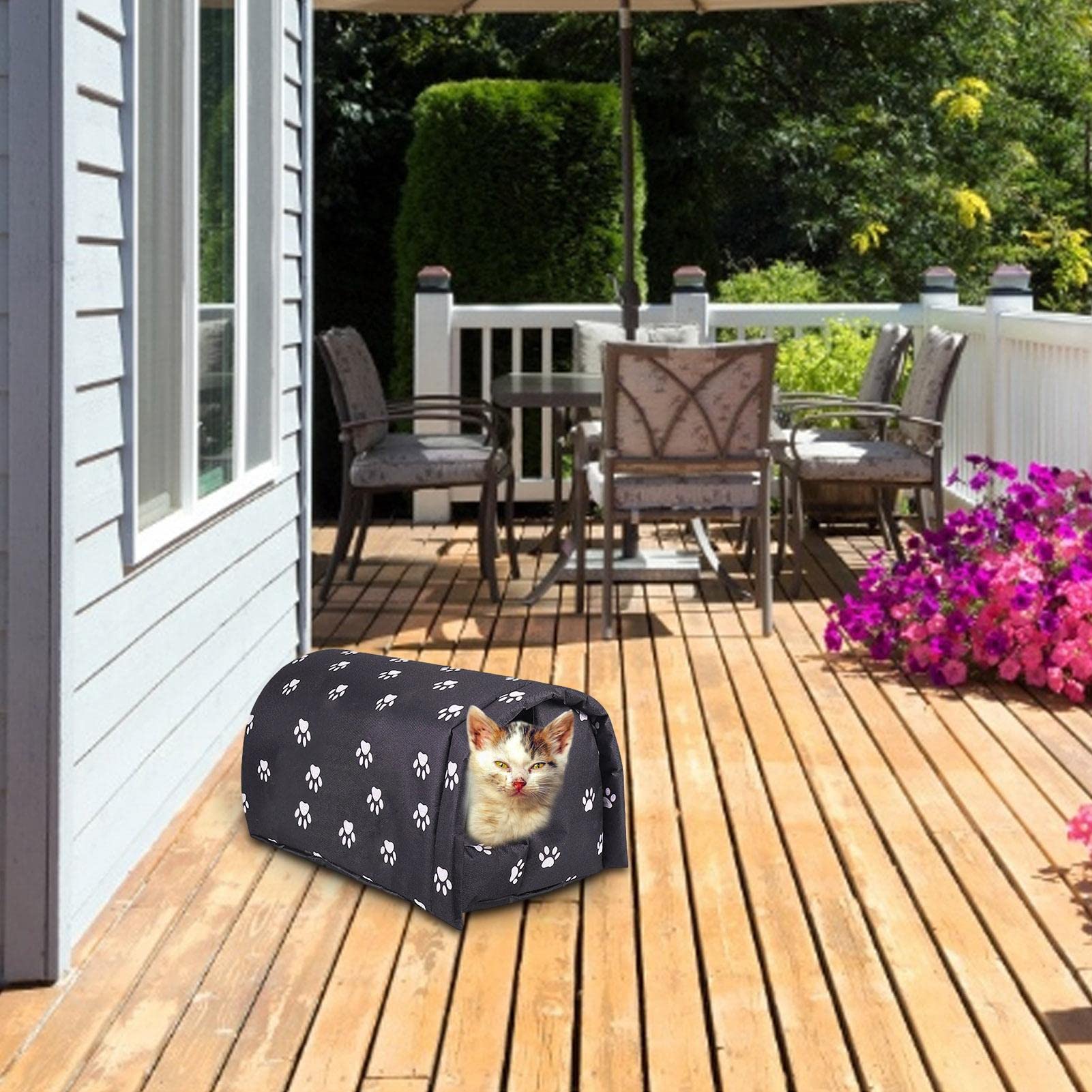 TRUNXUCL Niche Pour Chat Exterieur, Abri Robuste Pour Chats Errants, Maison Pour Chat Chaude Et Isolée, Résistante Aux IntempéRies, Lit Facile à