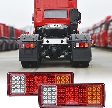 2PCS 48 LED Trailer Rear Tail Lights, 24V Waterproof Turn Signal Brake Reverse Running Lights, Fit for Truck RV Camper Snowmobile Pickup Vans Utility Trailers
