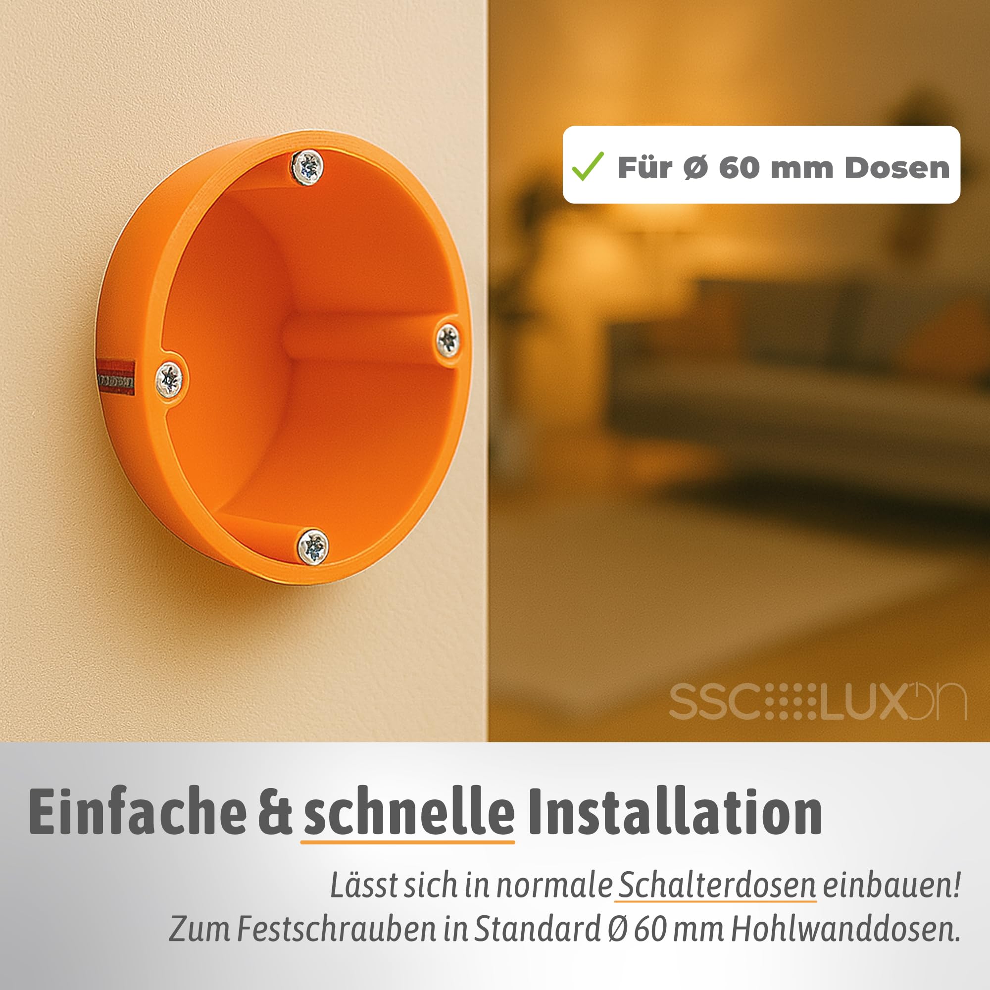 SSC-LUXon LUNORIS - Dimmer girevole universale, da incasso, 5 – 250 W, LED alogeno, a sezione di fase, 230 V, per presa da incasso, 60 mm, copertura bianca