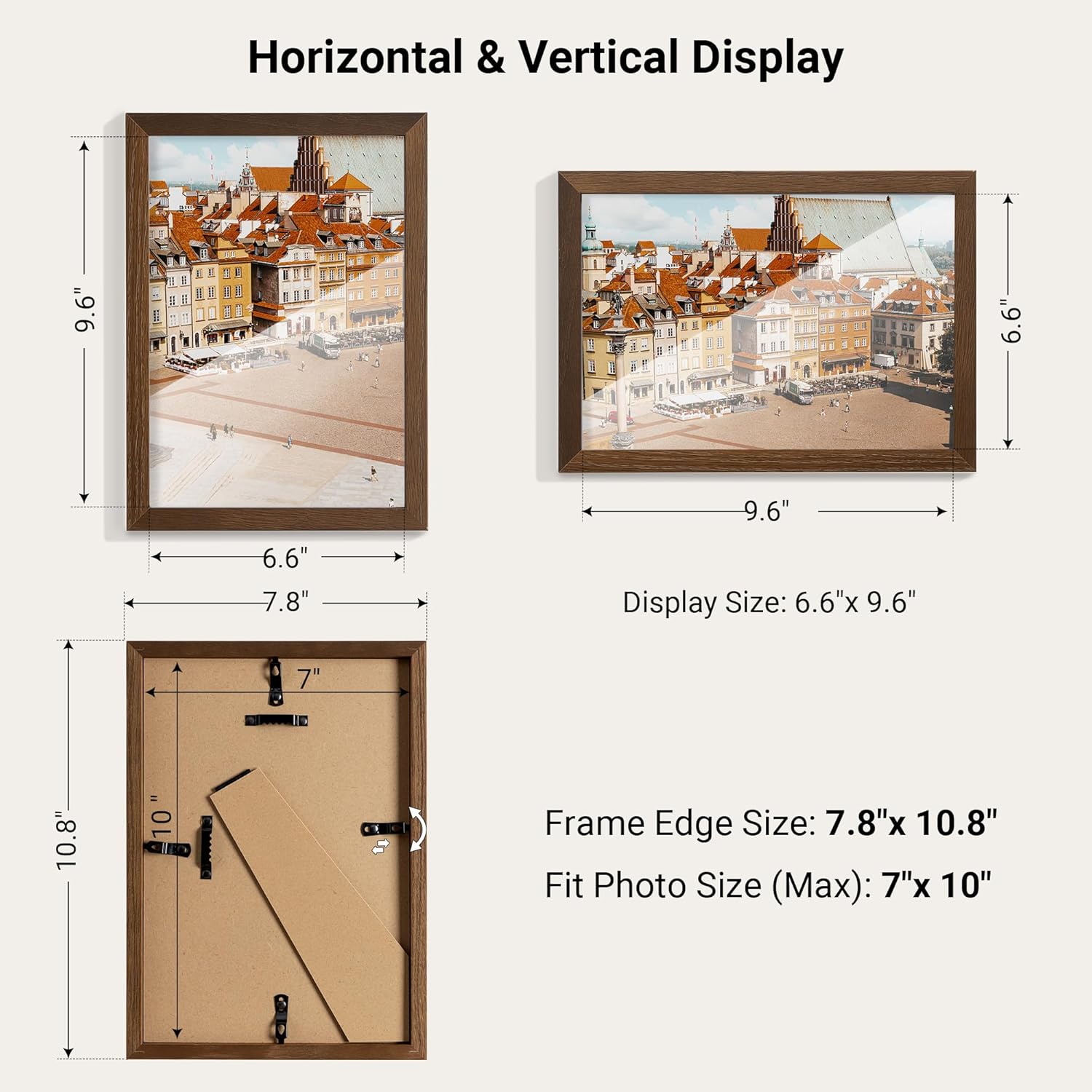 Heimlove 7x10 Picture Frame Solid Oak Wood,7x10 Premium Frames for Wall Hanging or Tabletop,Photo Frames 7 x 10 Natural with No Mat,Tempered Glass,Wall Kit,Walnut Color