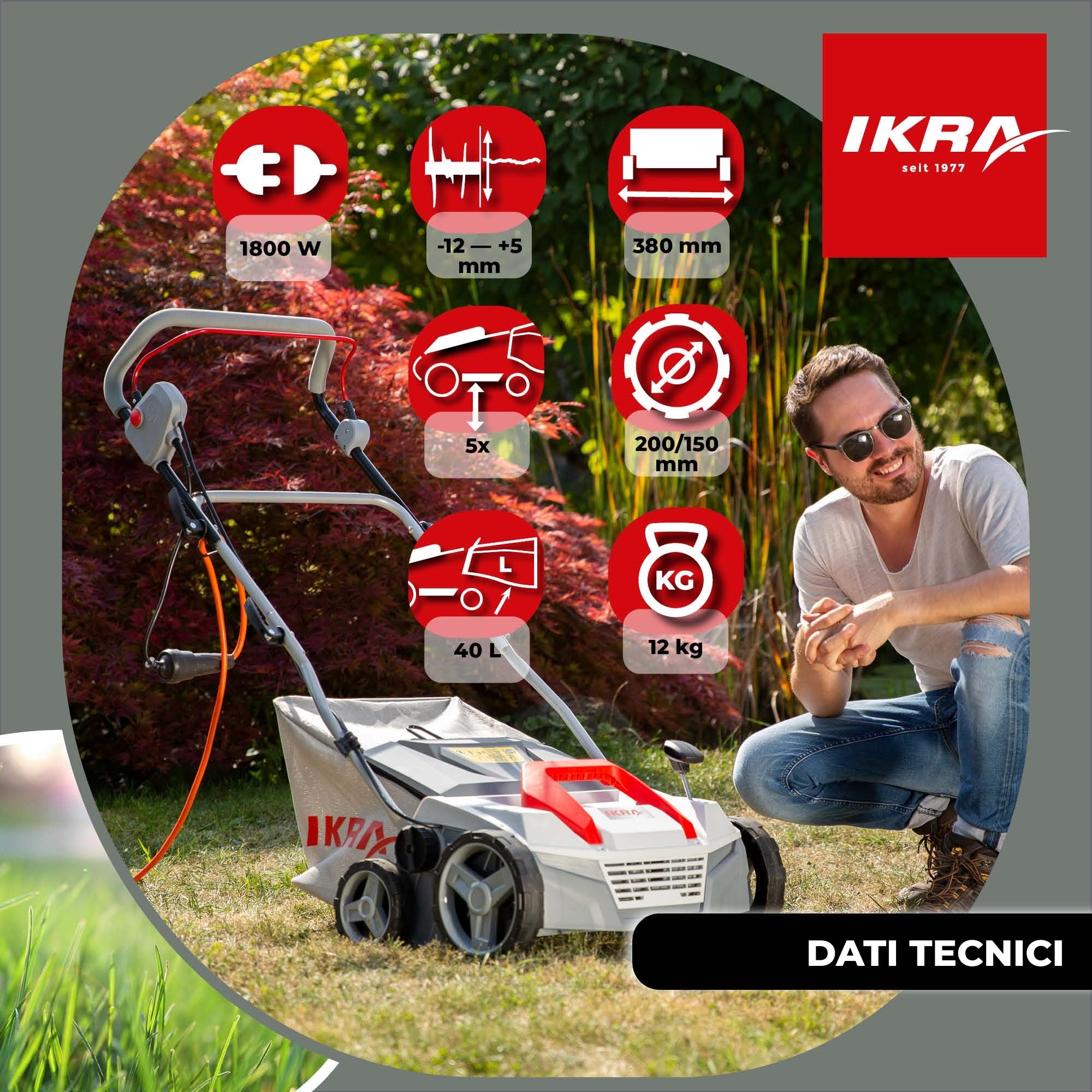 IKRA IEVL 1838 scarificatore elettrico 1800W 38 cm 40 l