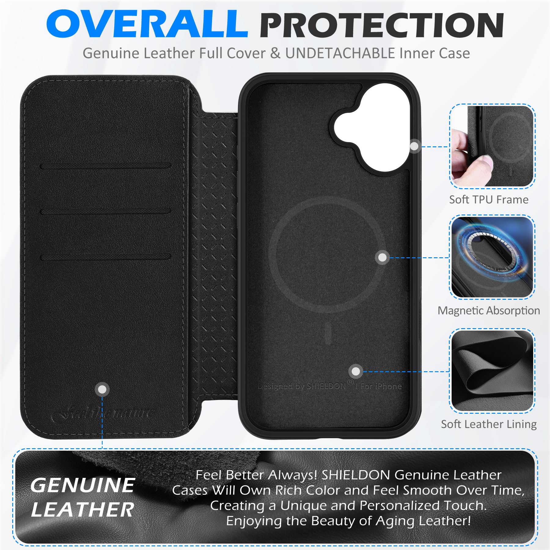 Étui Portefeuille En Cuir PU Pour Crosscall Core-M6 - Design Rayures Horizontales, Fente Pour Carte, Fermeture Magnétique, Protection Complète