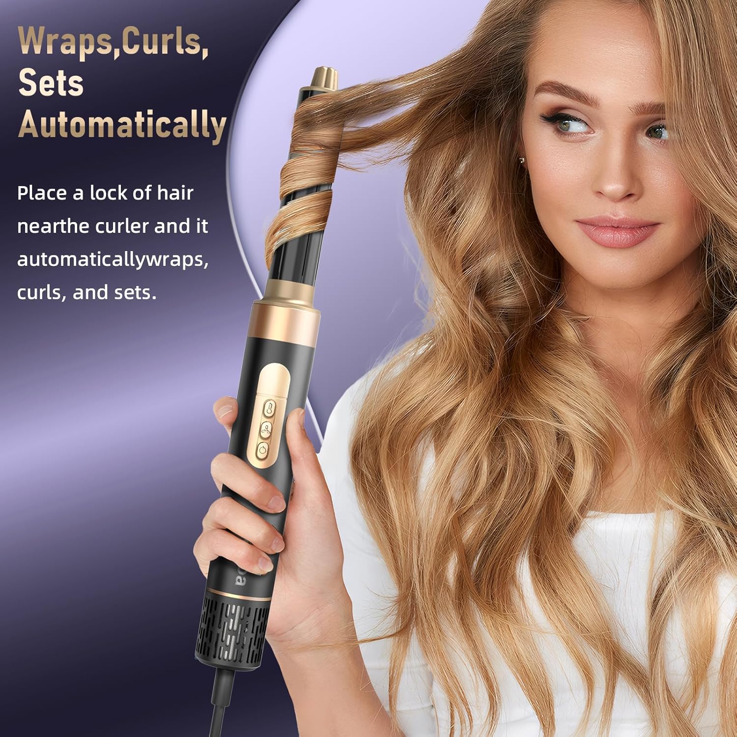 6 in 1 Hot Air Brush & Hair Dryer–High-Speed Hair Dryer Brush with Auto Wrap Curlers, Hot Air Styler Wrap Fast Drying & Frizz-Free Styling, No Heat Damage, Volumizing with Travel Bag. - Image 6