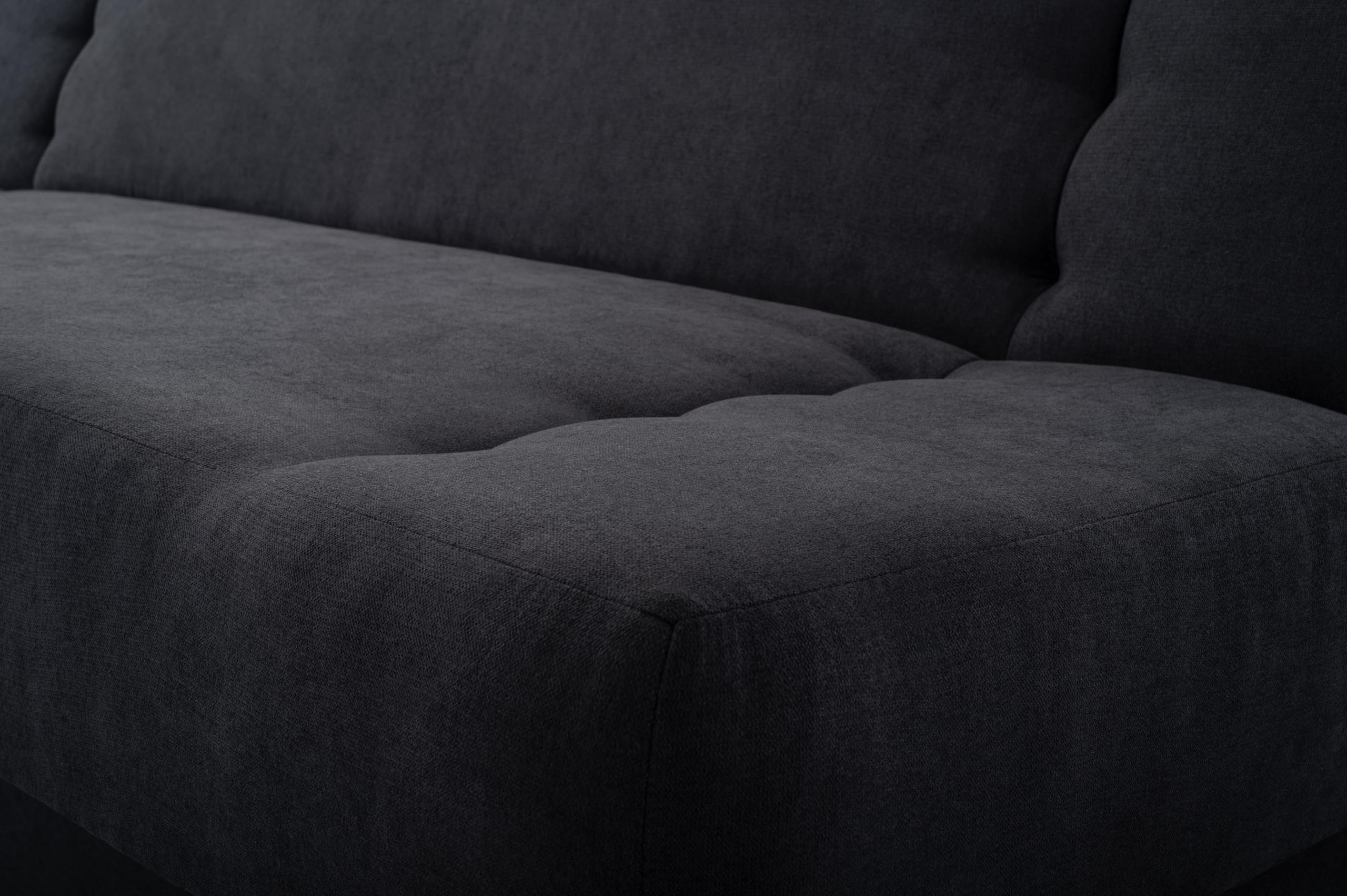E-MEUBLES Canapé Convertible 3 Places avec Coffre – Clic-Clac avec Rangement | Banquette Lit BZ 2 Places – Sofa Bed en Tissu – Cyprus (Anthracite)