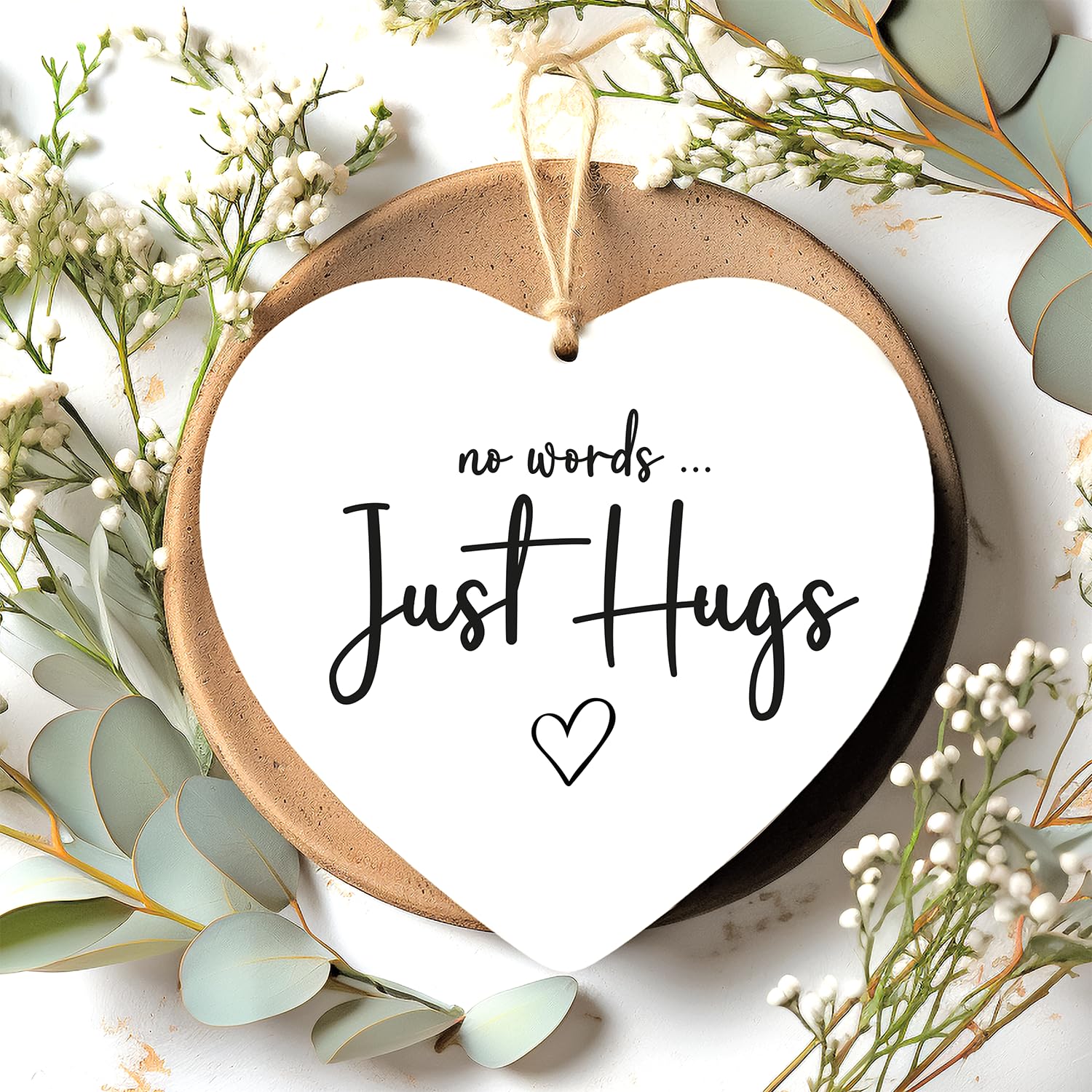Colourbat Clear Acrylic No Words Just Hugs | Sympathy Keepsake Gift | Friend | Family | Get Well Soon | Thinking Of You Sending Love Tough Times | Heart Gift
