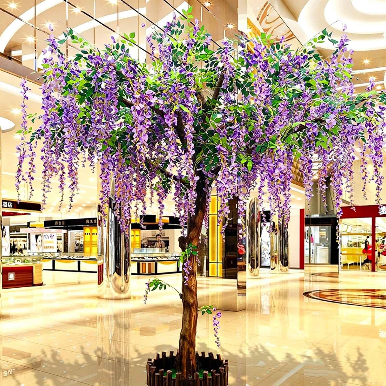 Artificial Tree Simulation Wisteria Tree Fake Wisteria Vine Silk Flowers Trees for Indoor Outdoor Home Party Wedding Decor (2.5 * 2m/98 * 79in)