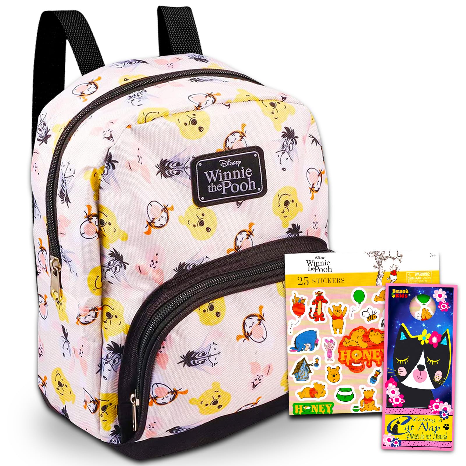 Fast ForwardDisney Winnie the Pooh Preschool Backpack for Toddlers ~ 4 Pc School Supplies Bundle with Pooh 10" Mini Backpack for Boys and Girls, Stickers, and More