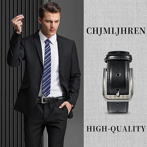 Miniatura 5 de Cinturón para hombre 100% cuero auténtico, cinturón de golf casual con hebilla de una sola punta, cinturón de cuero de negocios con caja de regalo