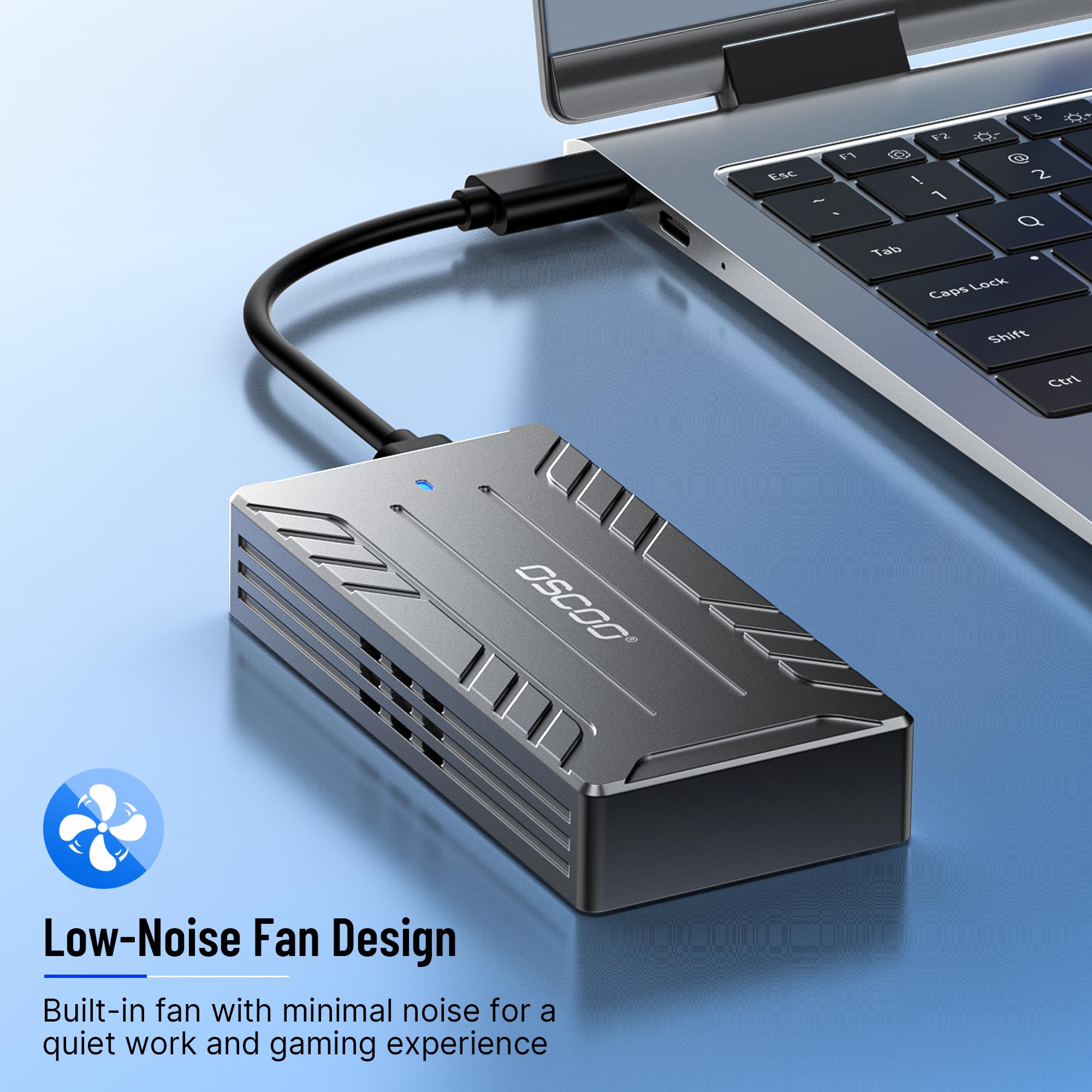 Carcasa M.2 NVMe 40Gbps con Ventilador Activo Thunderbolt 4 | Para M2 2242 2260 2280, NVMe con ventilador de refrigeración integrado, compatible Pro/Max, MacBook,PC,Windows