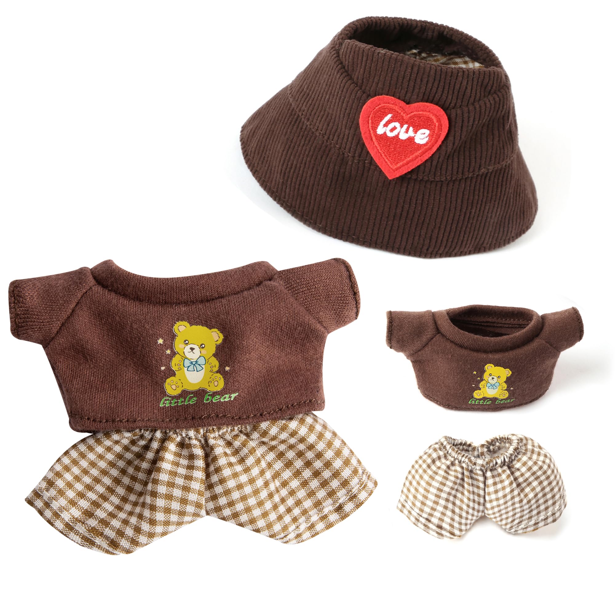 Tenue Pour Poupée Labubu 17 Cm – Chapeau + T-shirt + Barboteuse – Sans Poupée – Lot De 3 Pièces – Livraison 10-15 Jours