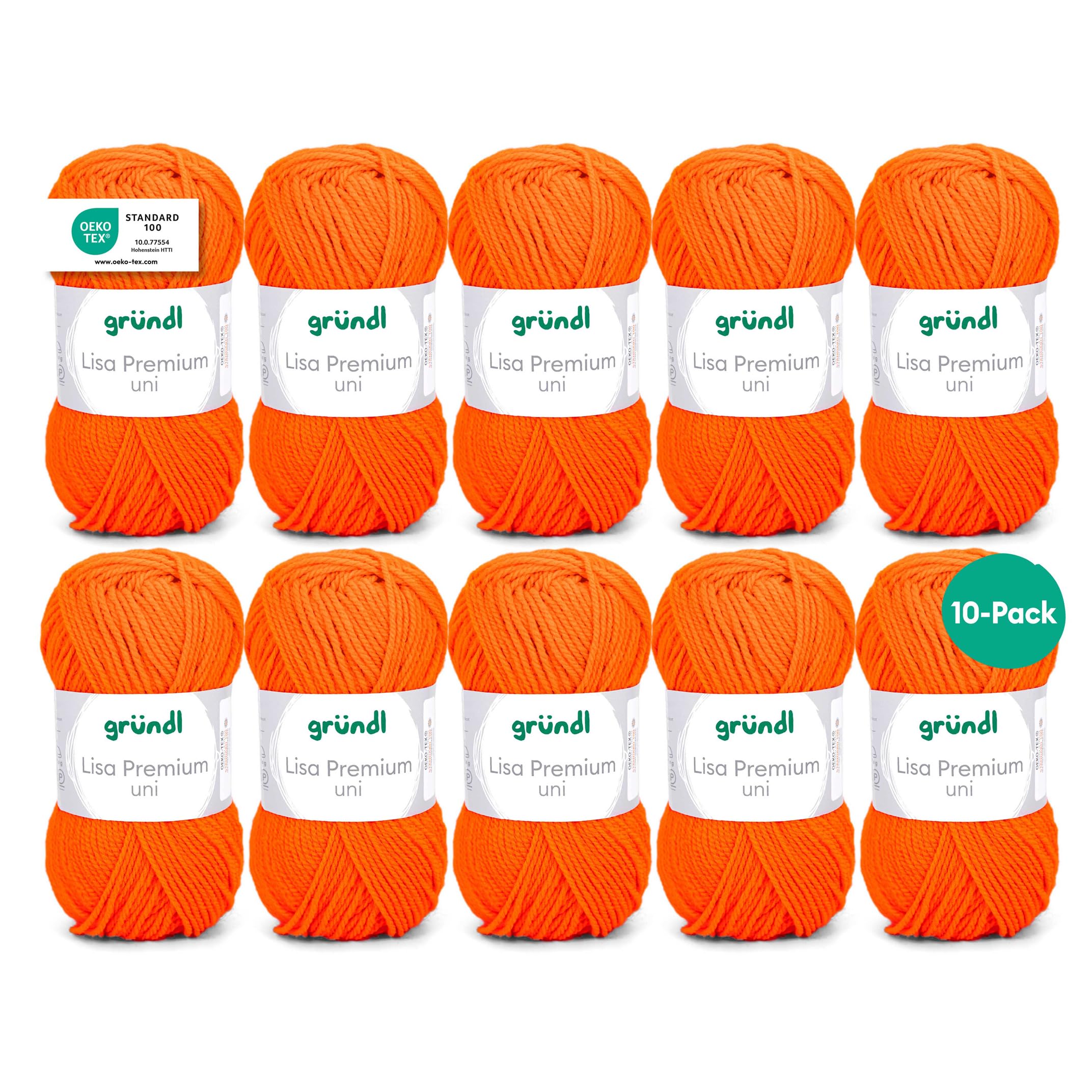 Gründl 10 X 50G Fluorescent Orange Grundl Lisa Premium Uni 50G - Neon Orange 50 -Pack Of 10