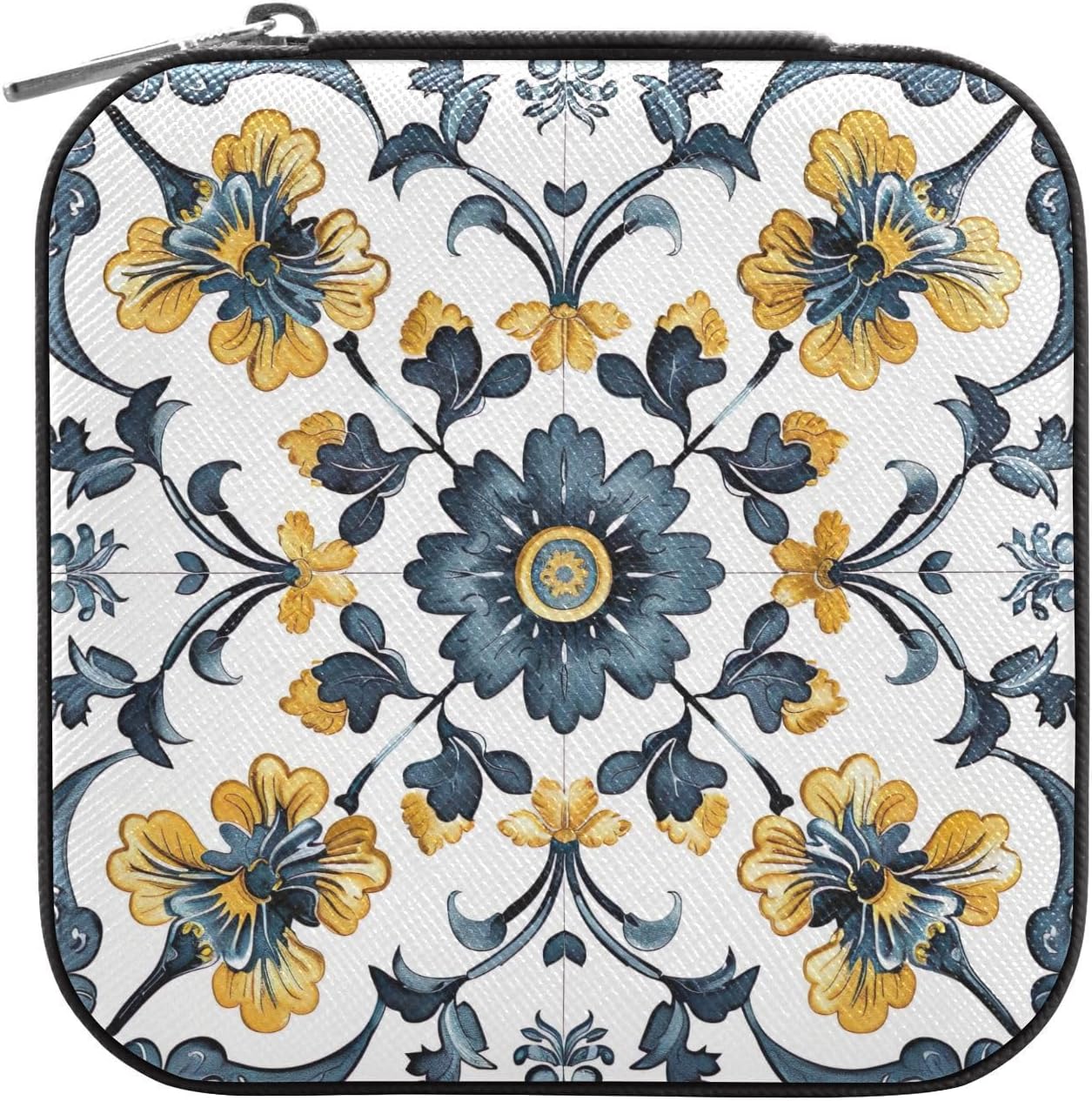 Portugal Tiles Mini Jewelry Box for Women Girls, Travel Jewelry Case Small Jewelry Organizer Storage, Gift for Your Girlfriend Daughter Mom