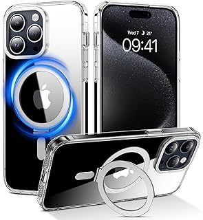 BENTOBEN Case iPhone 15 Pro Max, iPhone 15 Pro Max Case Clear Compatible with MagSafe Invisible Kickstand Ring Holder Heavy Duty Protective Shockproof Magnetic Case for iPhone 15 Pro Max, Transparent