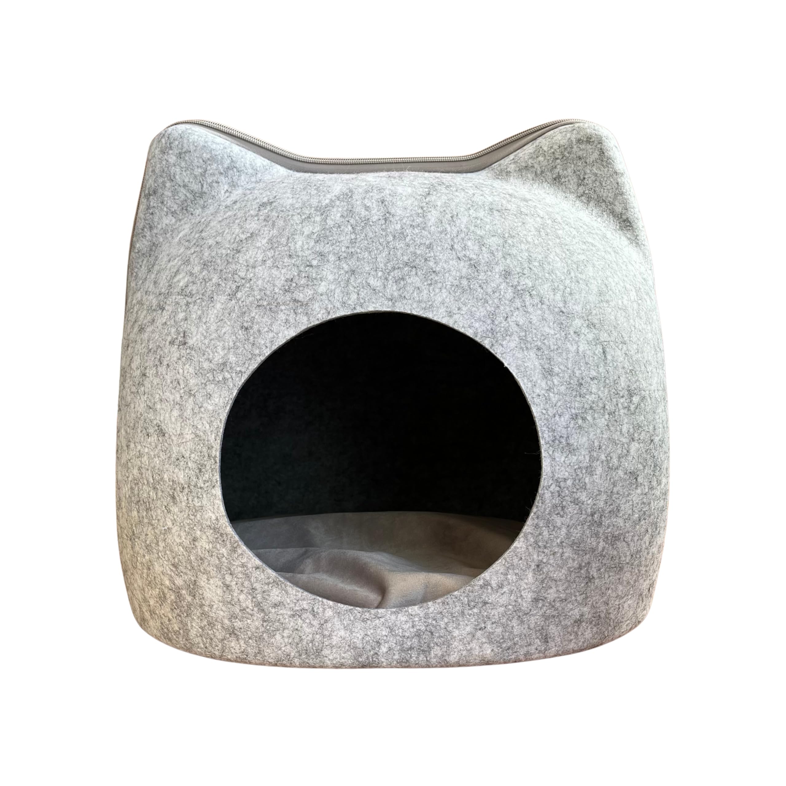 EL ÁTICO PETS Felt Cat Cave Bed with Zip and Soft Cushion, Small Dog Bed, Cat Bed, 40 x 40 x 40 cm, Cat Bed.
