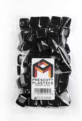 Miniatura 7 de Fabricado en Estados Unidos Prescott Plastics - Inserto cuadrado de vinilo de 1.25 pulgadas (paquete de 20), tapa de extremo flexible de goma negra