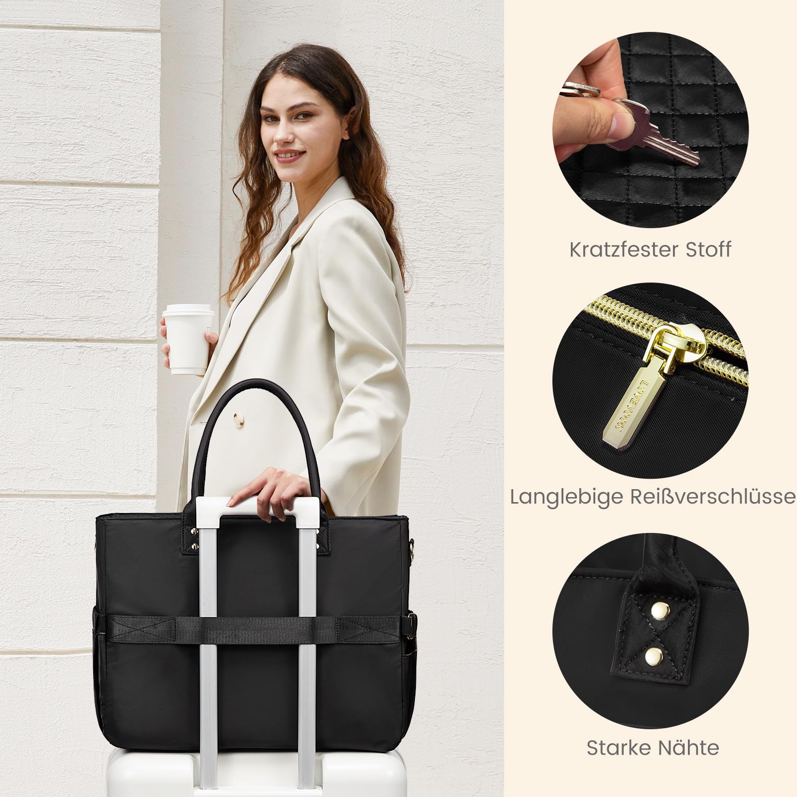 LOVEVOOK Lehrertasche Damen Groß, 15.6 Zoll Laptoptasche Arbeitstasche
