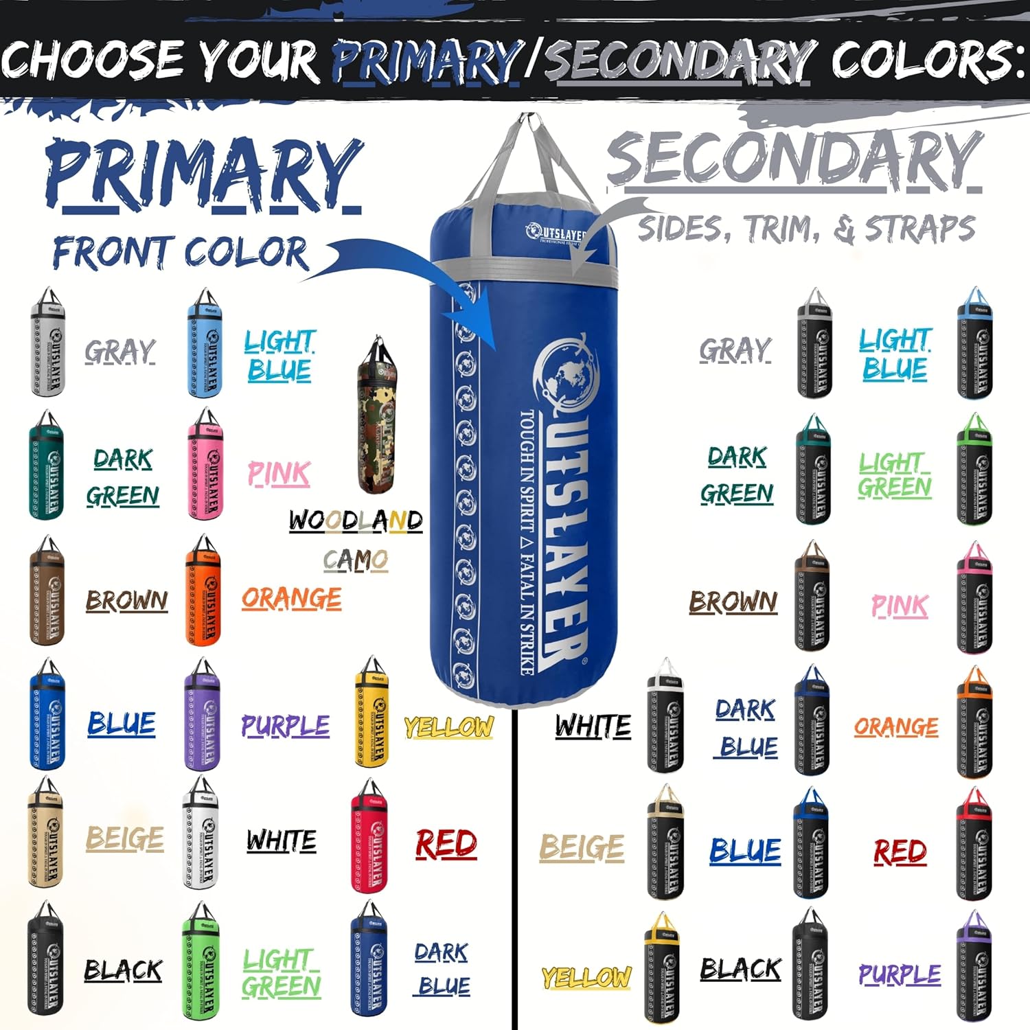 OutSlayer New XXL 150 LB Heavy Boxing Punching Bag - Versatile Training for All Mixed Martial Arts Wider Striking Area - USA Made (Custom, Soft Filled)