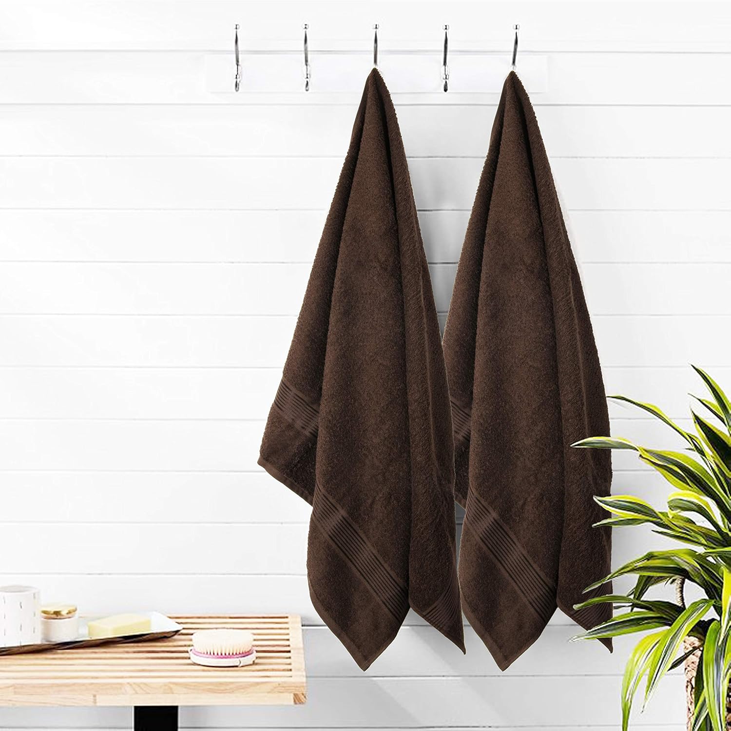 Elvana Home Ultra Soft 6 Pack Cotton Towel Set, Contains 2 Bath Towels 28x55 inch, 2 Hand Towels 16x24 inch & 2 Wash Coths 12x12 inch, Ideal for Everyday use, Compact & Lightweight - Brown: Home & Kitchen