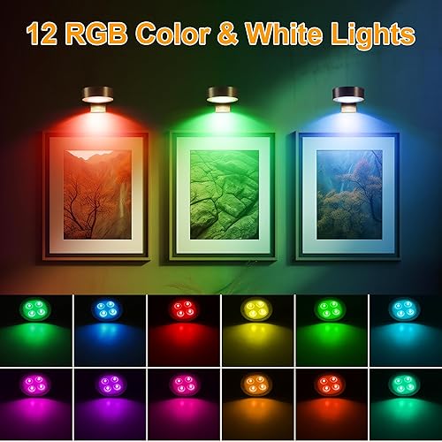Miniatura 3 de Luz de imagen con batería recargable, 13 luces RGB que cambian de color LED para marco de fotos, luz de pintura magnética con control remoto, luz