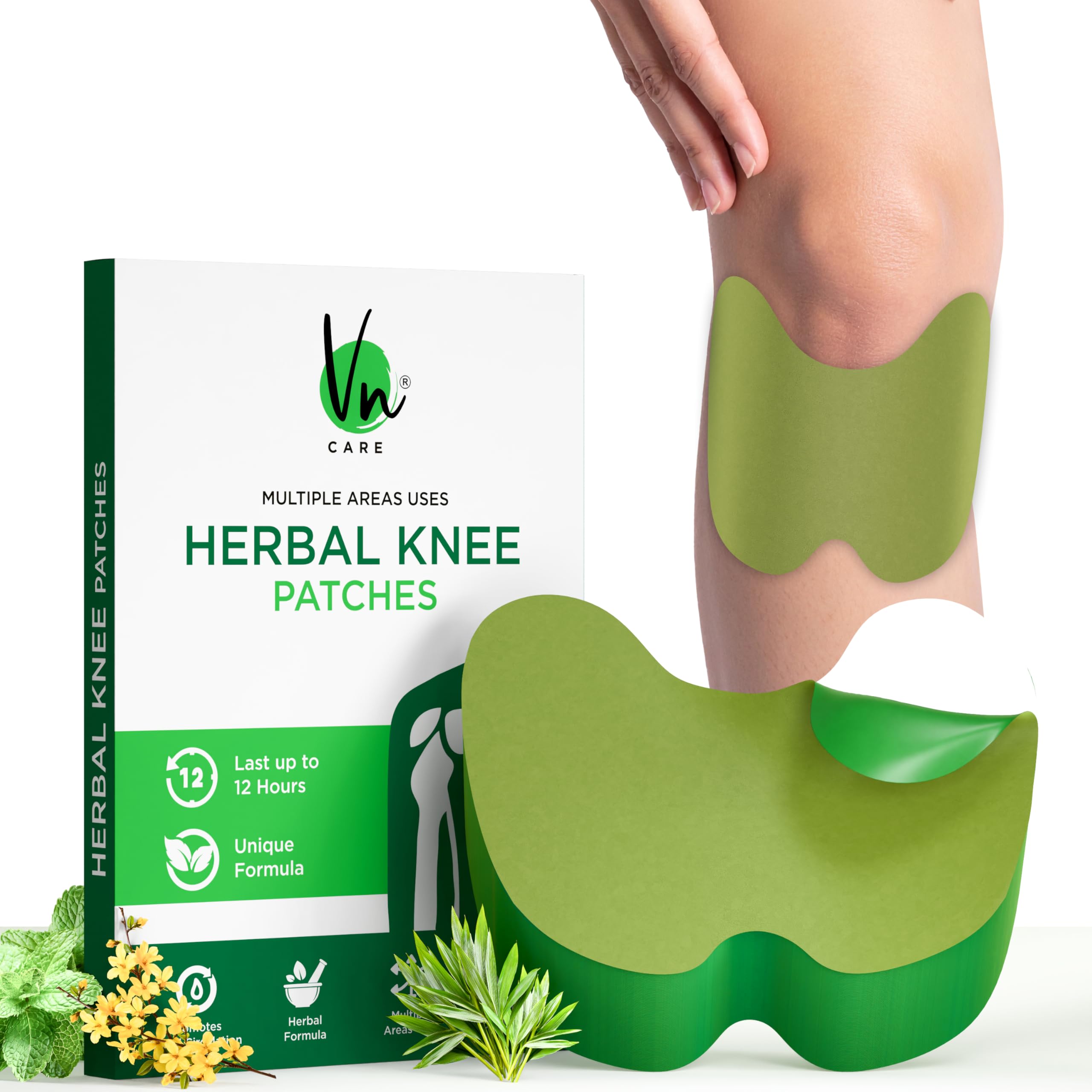 Vn care Herbal Pain Relief Patches - 20 Knee Pain Patches (Specially Designed for Knee Joints) | 100% Safe & Natural Knee Pain Relief Products | Instant Relief | No Side Effects (Pack 20)