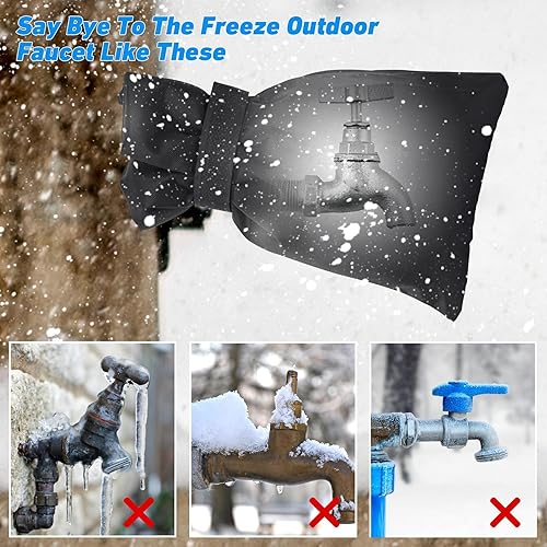 Miniatura 5 de MENOLY Paquete de 6 fundas de grifo para exteriores de 9.8 x 7.1 pulgadas para invierno, calcetines de grifo aislados exteriores mejorados para