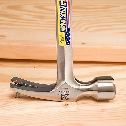 Miniatura 6 de ESTWING Martillo de encuadre, garra recta de mango largo de 24 onzas con cara fresada y agarre de reducción de golpes - E3-24SM