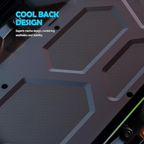 Miniatura 6 de Teclado para juegos con cable, teclado iluminado RGB con reposamuñecas, panel de metal de 104 teclas retroiluminado con arco iris para juegos,