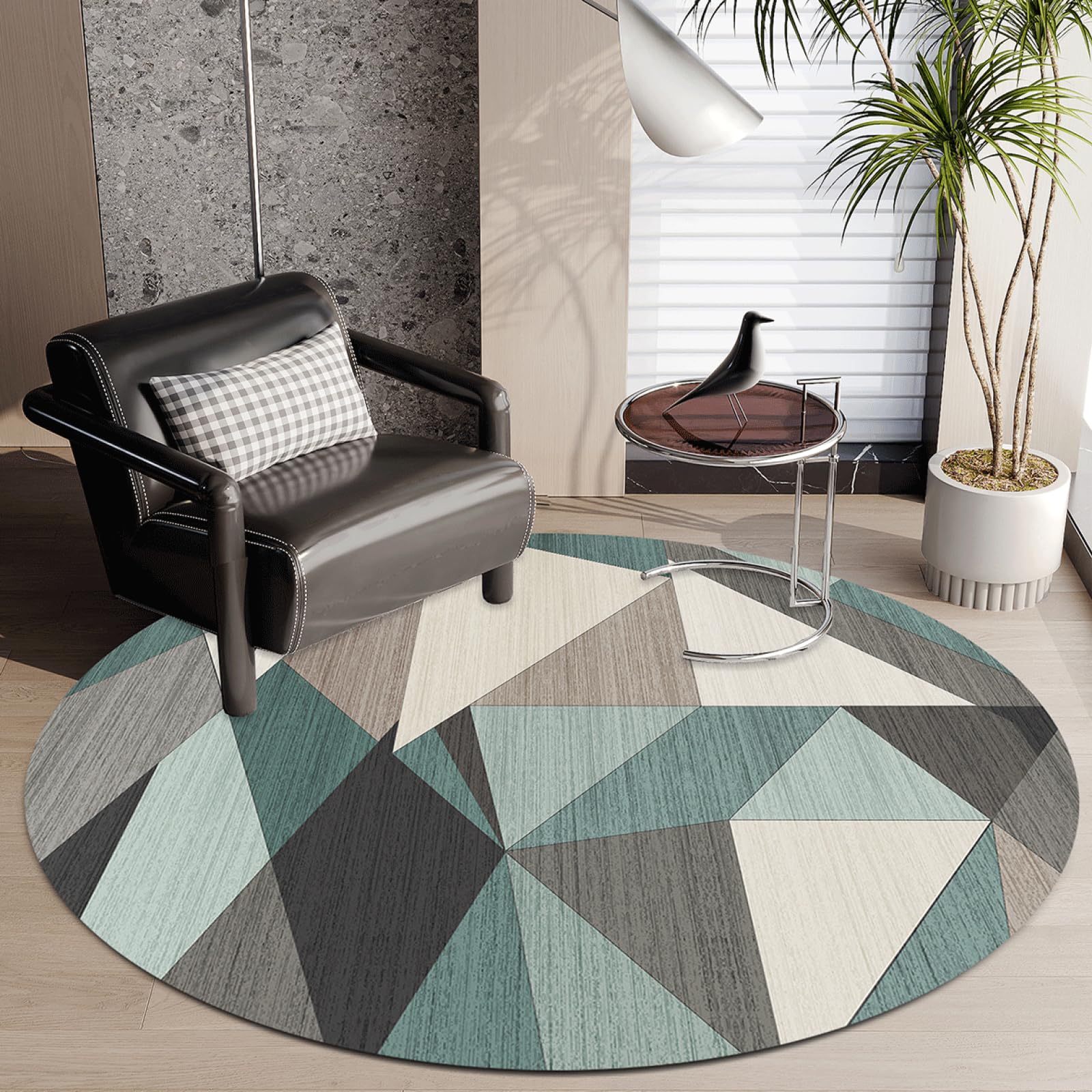 Tapis rond 90 cm lavable et antidérapant contre les sols froids et glissants