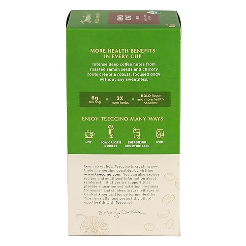 Miniatura 4 de Teeccino Té de hierbas French Roast – Té de hierbas rico y tostado sin cafeína y prebiótico para energía natural, alternativa al café, 25 bolsas de