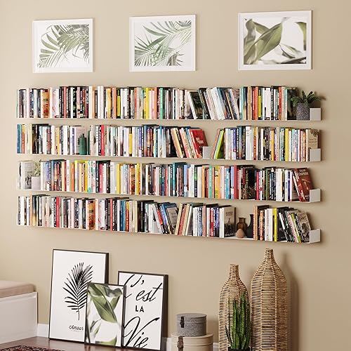 Miniatura 5 de Wallniture Bali - Estantería de metal resistente en forma de U, para montaje en pared, para CD y DVD, estante de exhibición multiusos en color blanco