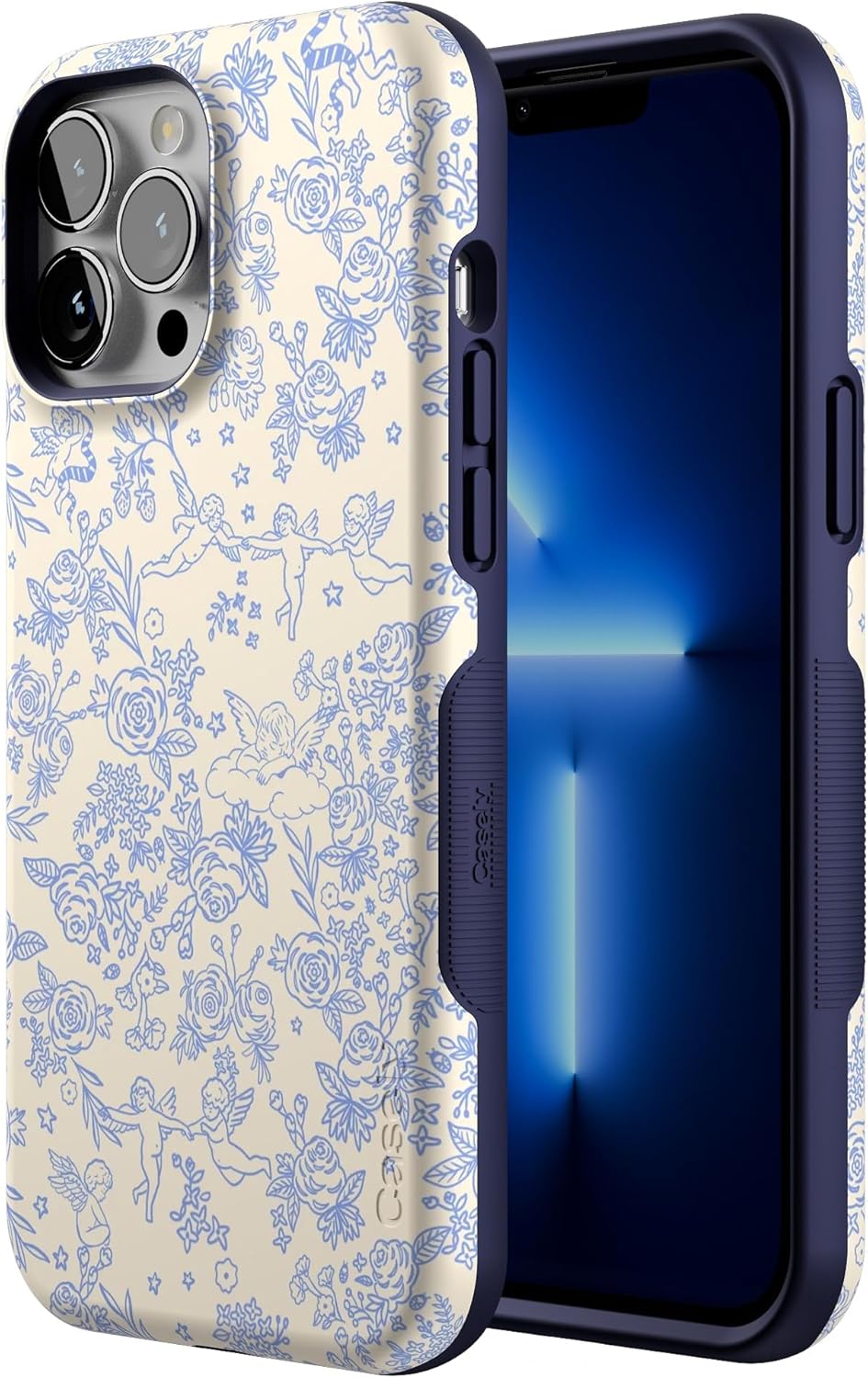 Casely iPhone 13 Pro Max Case | Cupid's Canvas | Periwinkle Floral | Bold Protective Design | Compatible with MagSafe