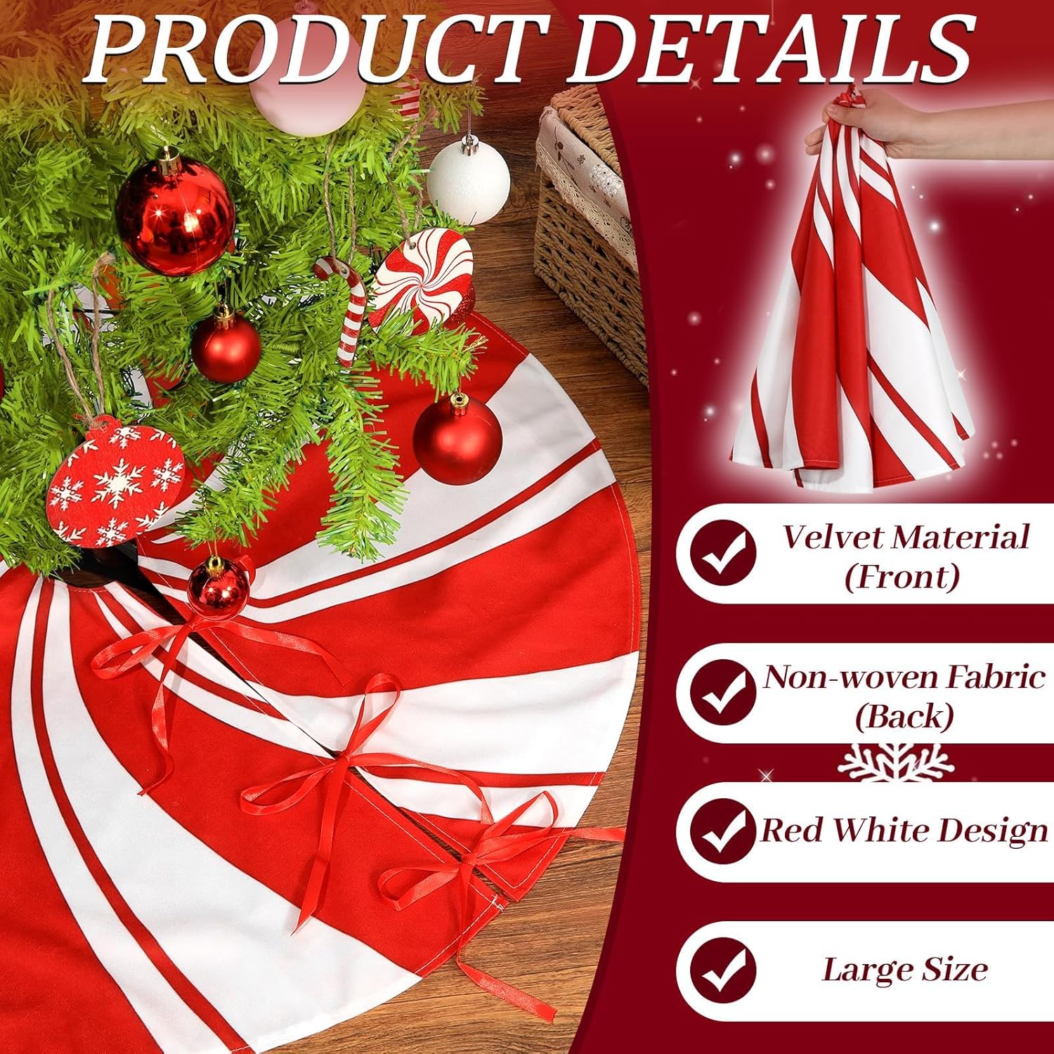 56個 レッド グリーン クリスマス ツリー デコレーション セット キャンディケーン 吊り下げオーナメント レッド 渦巻き クリス