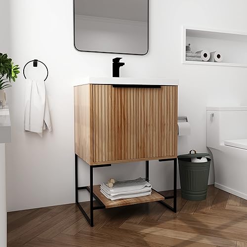 Miniatura 3 de Vanidad de baño de 24 pulgadas con fregadero, tocador de baño independiente de 24 pulgadas, combo de tocador de baño de un solo lavabo, tocador de