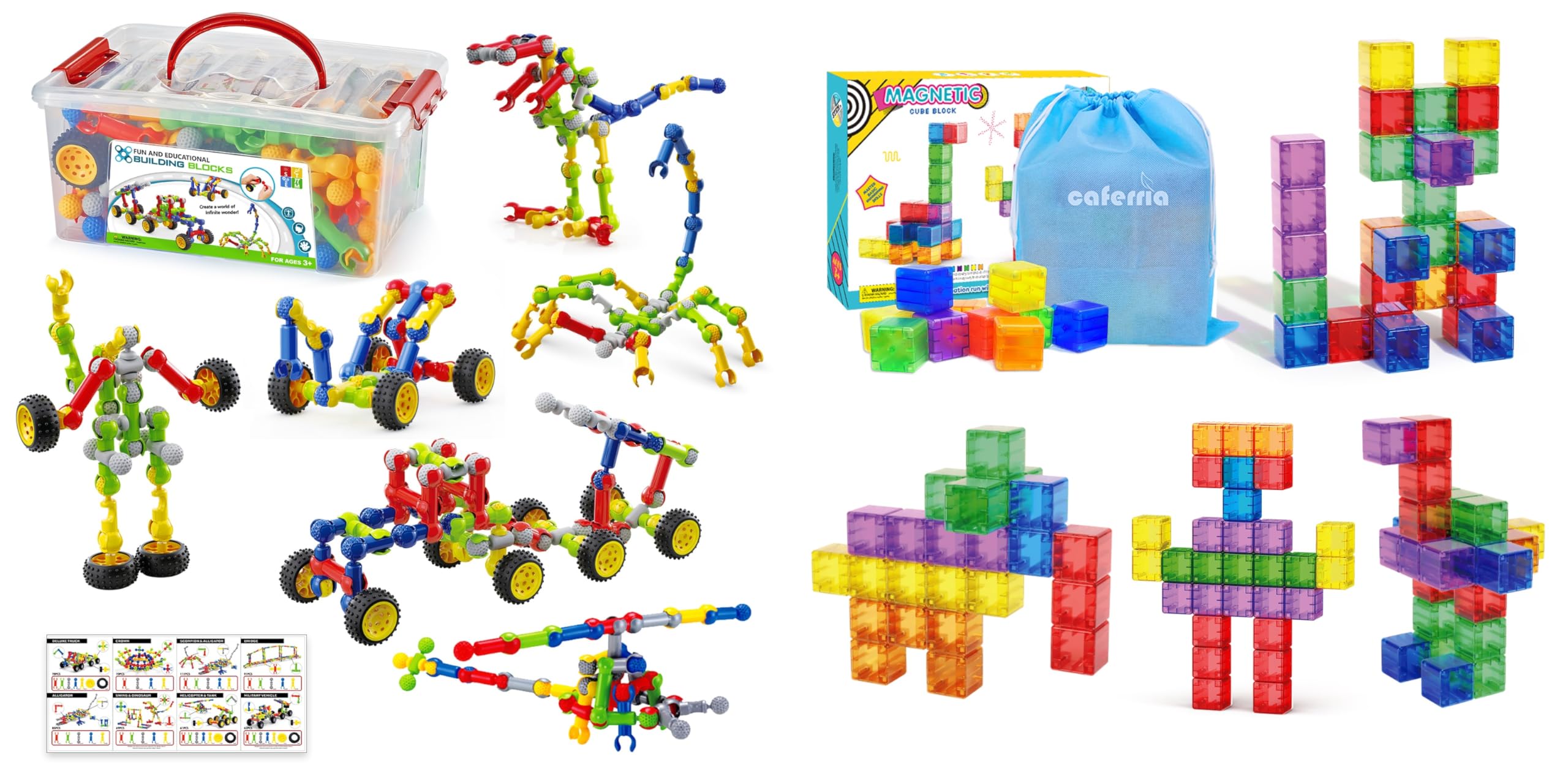 170 Pcs Building Toys + 30 Pcs Magnetic Blocks Toddler Toys