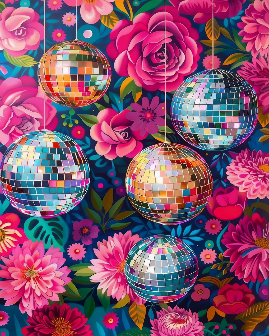 OkarinaArt Paint by Numbers for Adults Disco Ball and Flower, 16 x 20 Inch