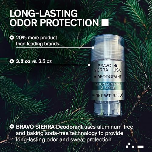 Vista 13 de Bravo Sierra - Desodorante sin aluminio para hombres - Paquete de 2 - Contiene ingredientes naturales - Protección duradera durante todo el día
