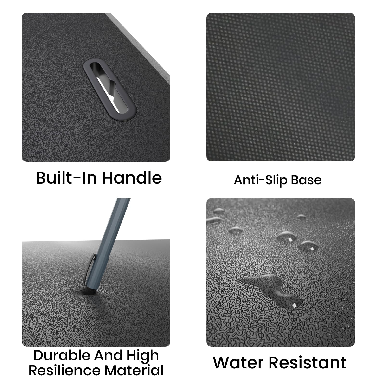 Fohfurniture Tapis anti-fatigue pour poste de travail debout 75 x 51 x 2 cm avec poignée pour table haute, bureau, cuisine, bureau, cuisine, bureau, tapis de travail pour debout debout, étanche et