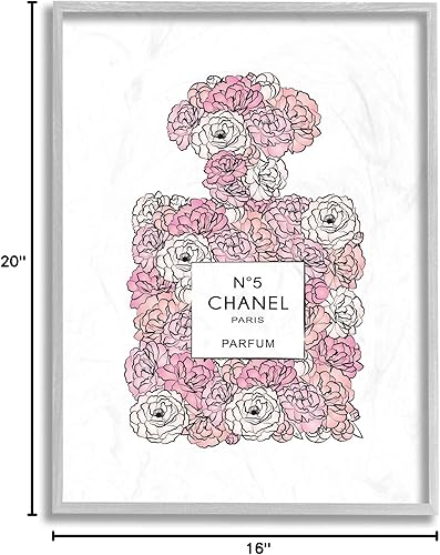 Miniatura 8 de Stupell Industries Botella de perfume floral rosa de diseño de moda, diseño de Martina Pavlova - Arte de pared enmarcado gris, 16 x 20 pulgadas,