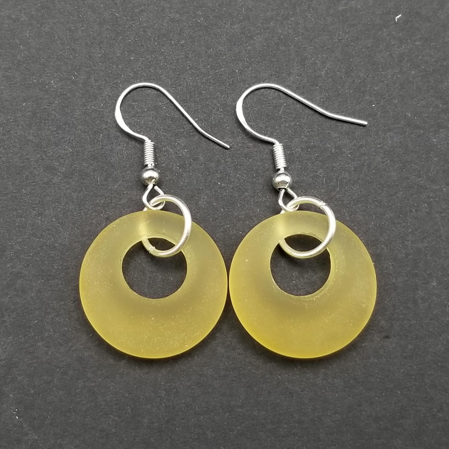 Sea Glass Earrings, Hawaiian Jewelry For Women Handmade Earrings, Minimalist Circle Beach Jewelry, Sea Glass Jewelry Beach Earrings, Birthday Gift