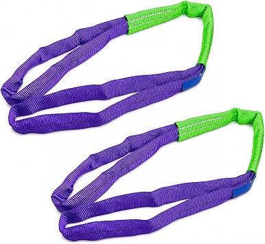 Lift Sling Straps, 1" x 3.3' Heavy Duty Endless Polyester Flat Web Sling, 1 Ton 2204 lbs Vertical Rated Capacity, Rigging Sling for Crane Hoist, Cargo Lifting, Machinery Moving, 2-Pack