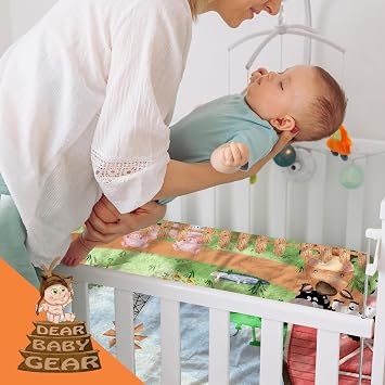 Dear Baby Gear Baby Crib Sheets - Toddler Bed Sheets - Breathable Fitted Bed Sheet - Nursery Bedding - Infant Crib Mattress Sheet -52x28x10(Farm Life Animals Green Tractor Red Barn Blue Truck Print)