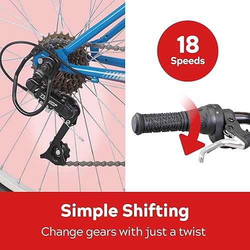 Miniatura 3 de Pacific Bicicleta deportiva de montaña para adultos, jóvenes, hombres y mujeres, ruedas de 24 a 26 pulgadas, cambiadores de giro de 18 velocidades,