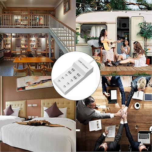 Miniatura 6 de Cargador USB C, estación de carga USB de 10 puertos con cargador USB-C de 6 puertos, cargador USB multipuerto de escritorio de 50 W, compatible con