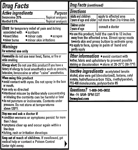 Miniatura 2 de Dermoplast de 2.75 oz en espray alivia el dolor, ardor y comezón de cortadas menores, quemaduras y picaduras de insectos, (el embalaje puede variar)