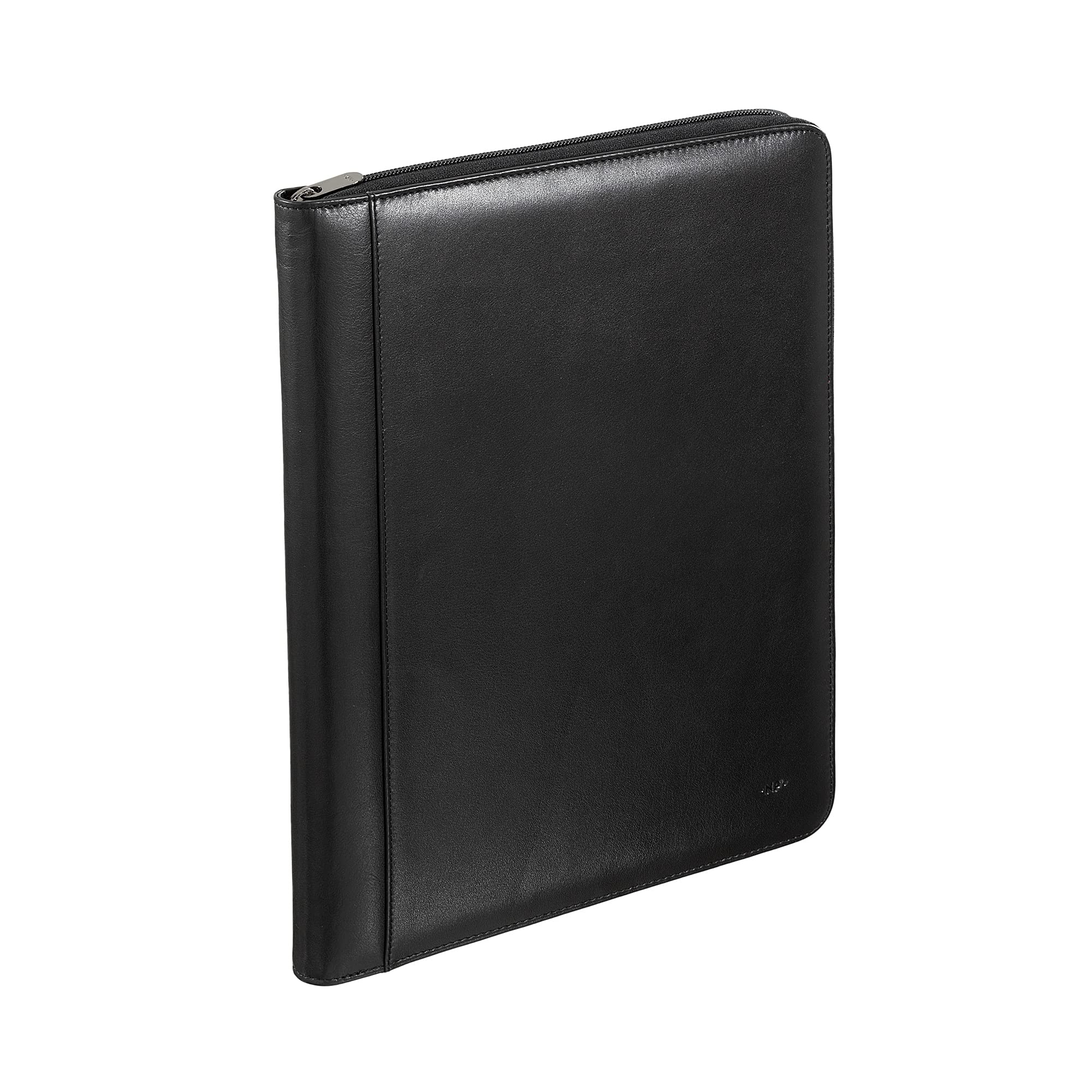 Cartella Portadocumenti A4 in Pelle Organizer da Lavoro Porta Blocco Note Portapenne con Cerniera a Giro Nero