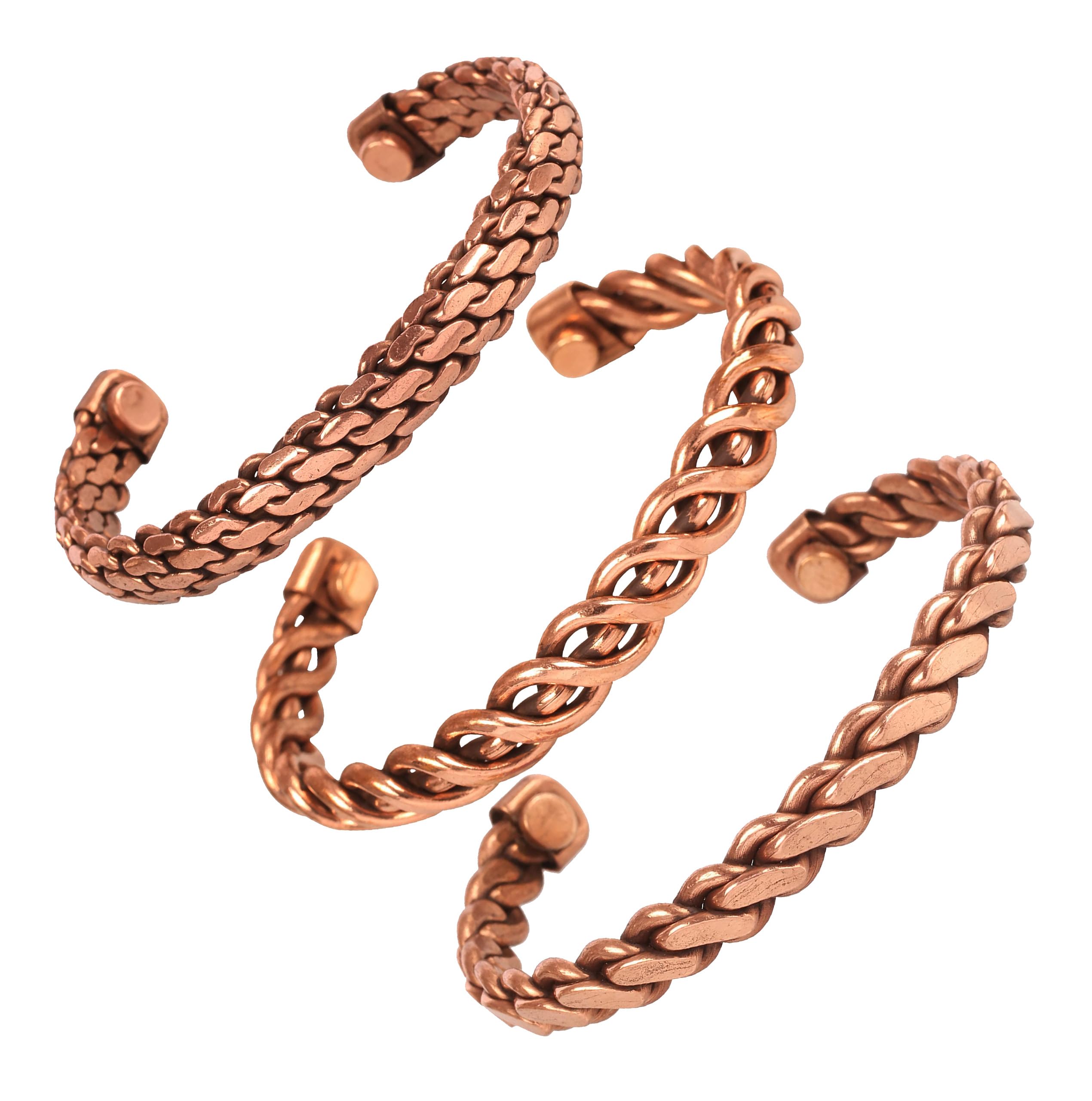 Touchstone magnetic copper bracelets for men women in gift box, Set of 3