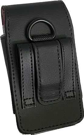 Vertical Black Leather Case with Magnetic Closure and Belt Loops fits Tracfone LG Classic L125DL Flip Phone