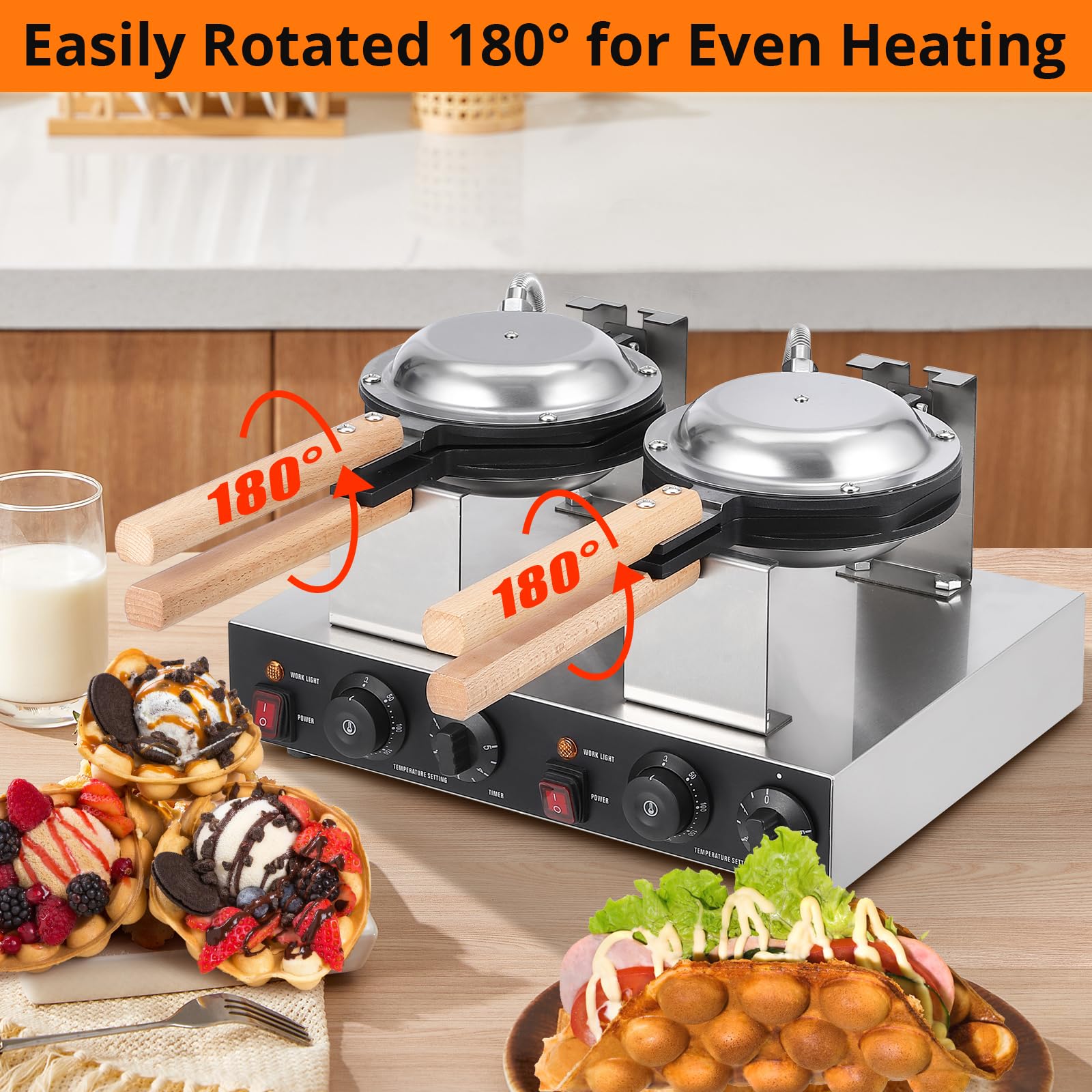 Snapklik.com : Bubble Waffle Maker 2800W Electric Bubble Waffle Maker ...